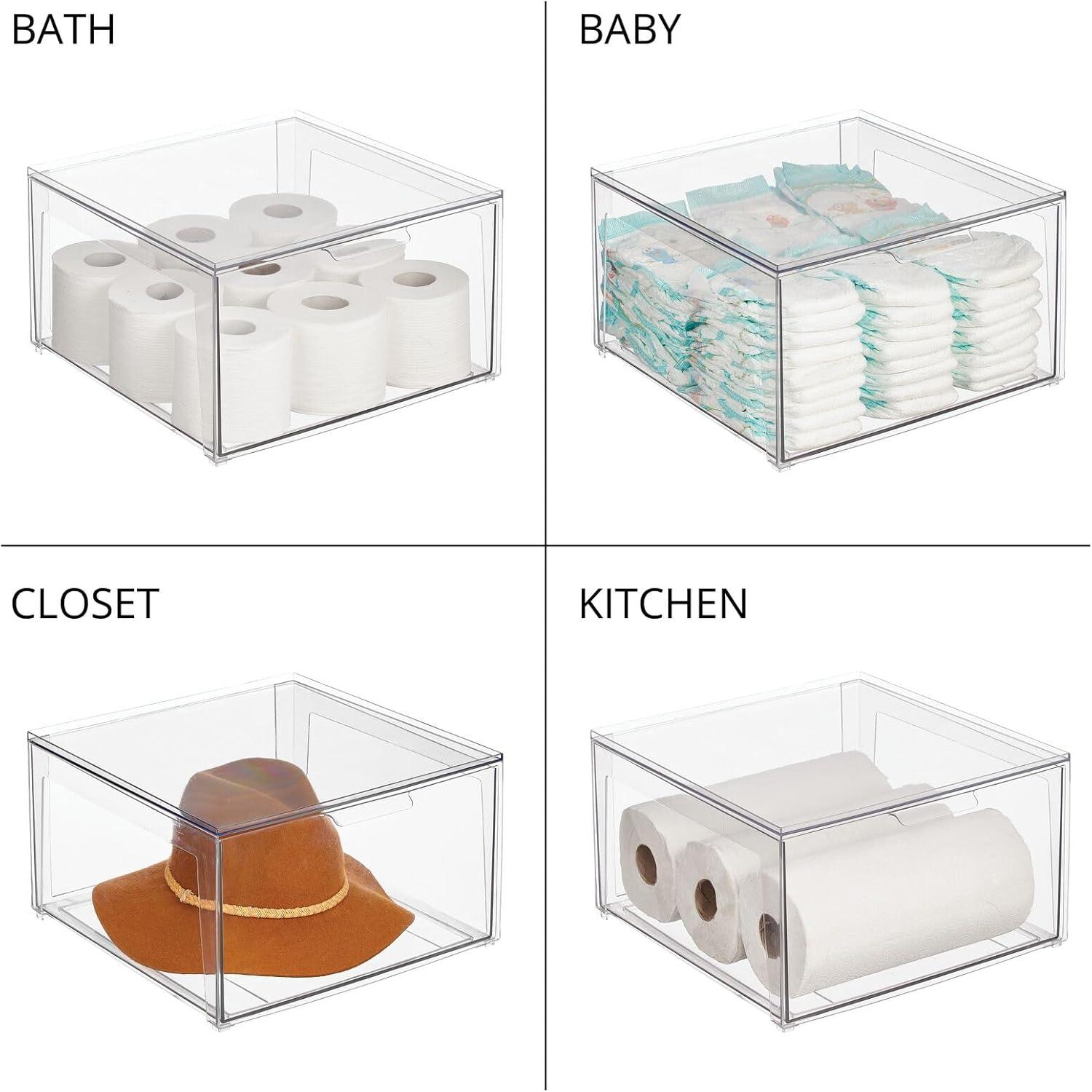 iDesign Clarity Closet Stacking Drawer Organizer 14 x 14 x 8 M4 (Set of 4)
