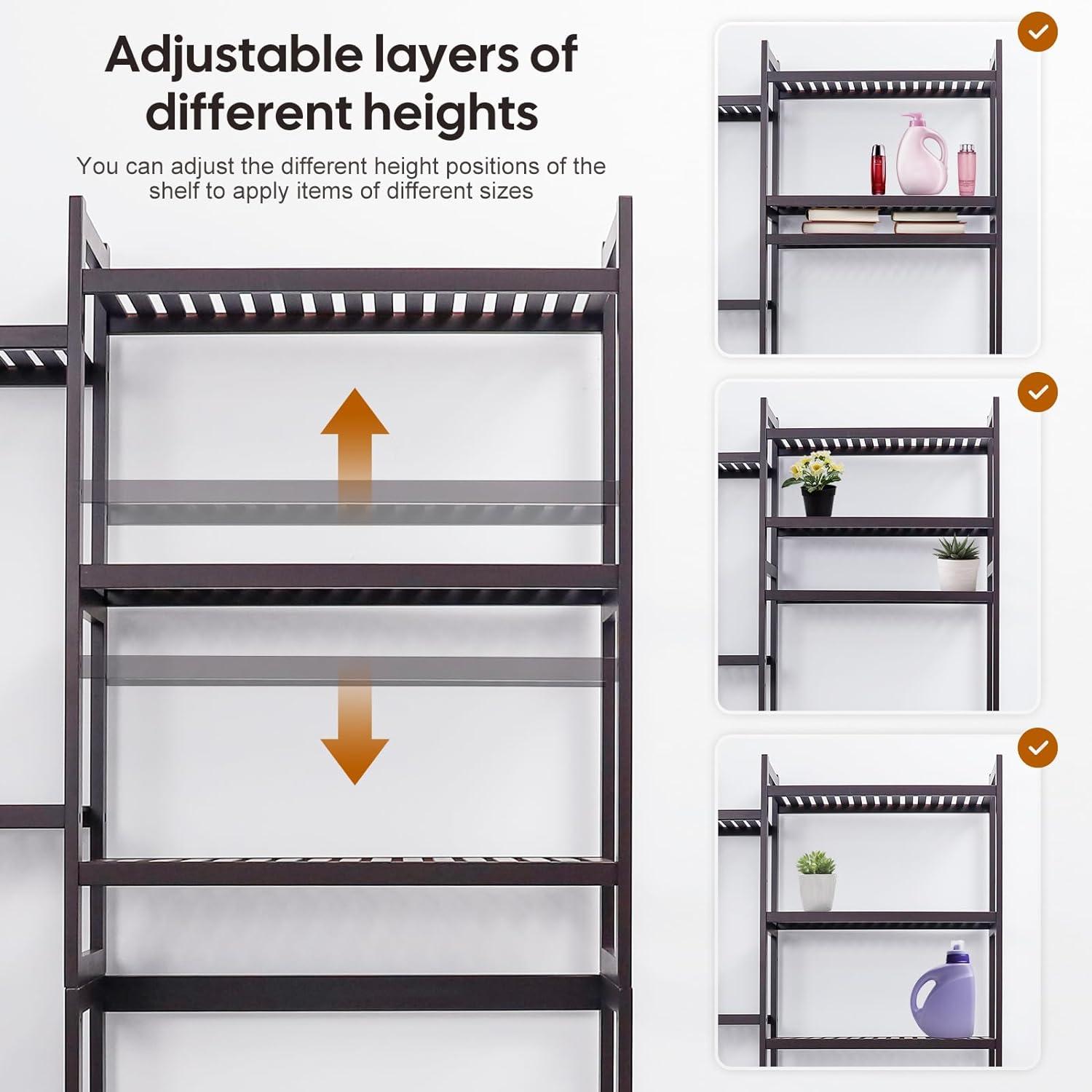 Over The Toilet Storage with Basket and Drawer, with Adjustable Shelf & Waterproof Feet Pad