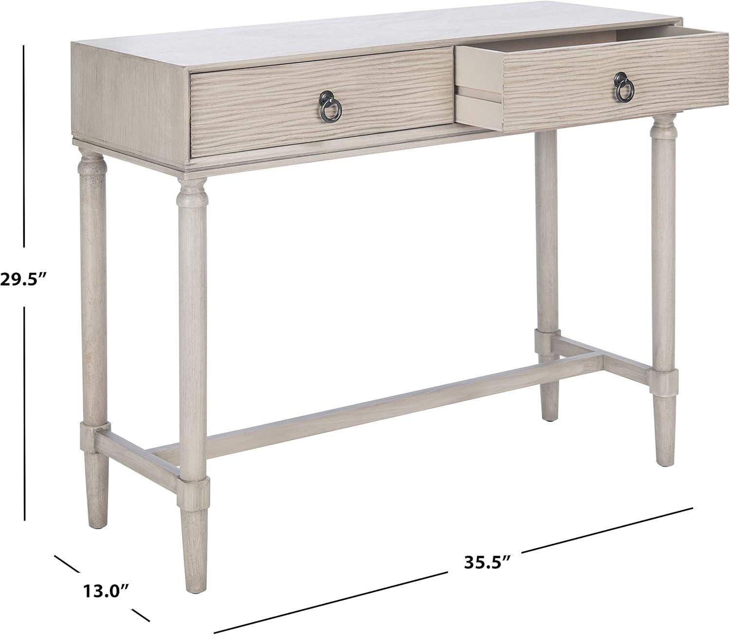 Gray Pinewood Traditional Console Table with Storage