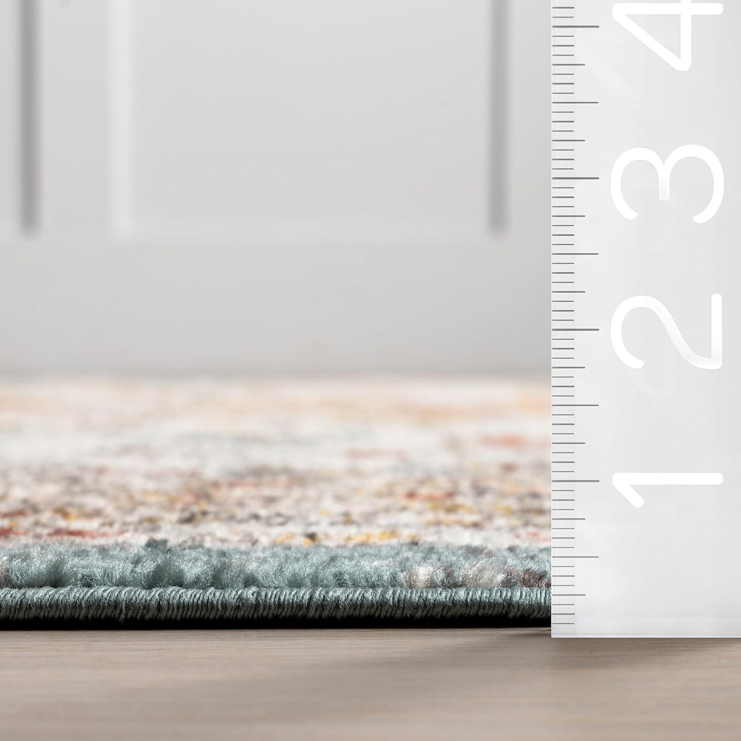 Nuloom 5 Round Justine Vintage Medallion Indoor Area Rug, Beige, Faded Persian Design, Stain Resistant, BedroomLiving Room, Kitchen,