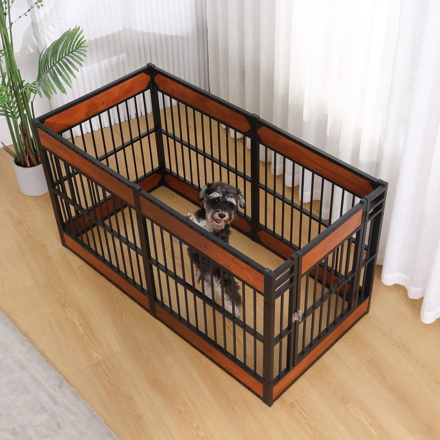 Mahogany and Black Heavy Duty Dog Playpen, 31.5" Height