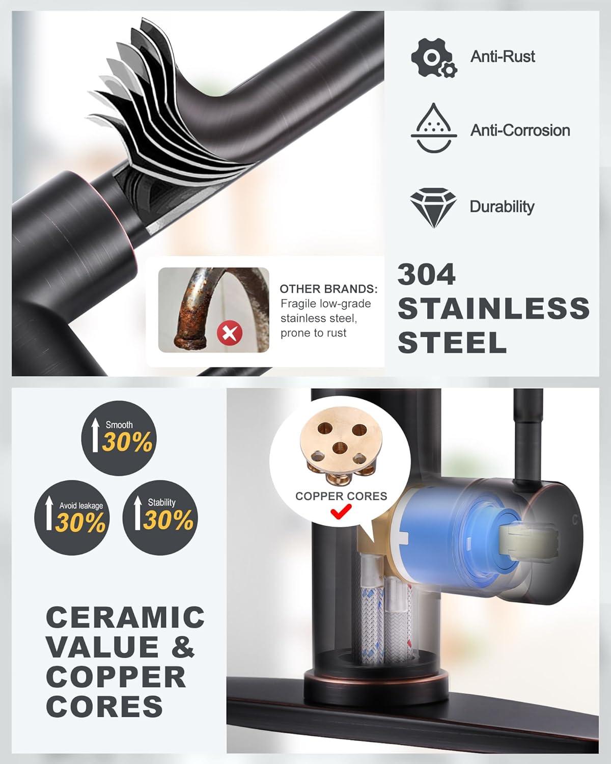 ARCORA ARCORA Stainless Steel  Single Handle Pull-Down Sprayer Kitchen Faucet Set with Touchless Sensor AR7100301RB-DC