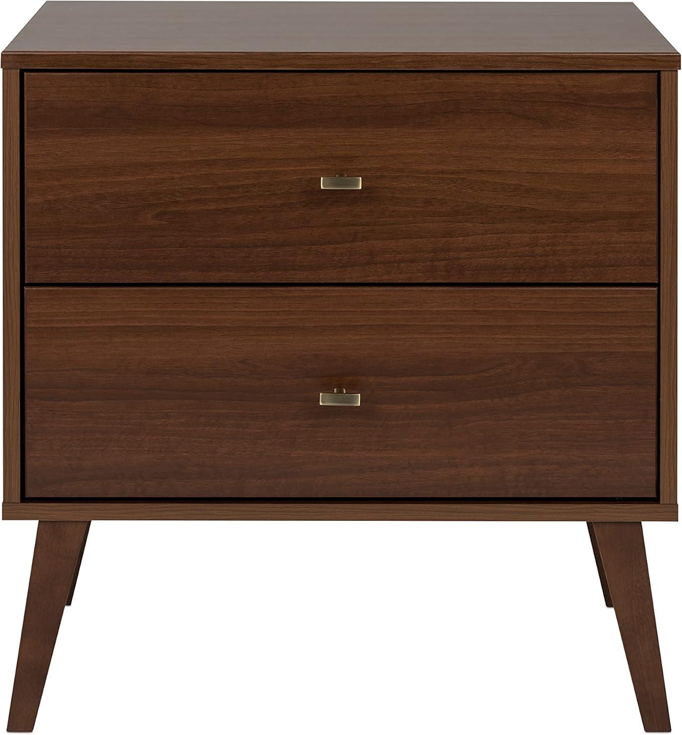 Mid Century Modern 2 Drawer Wide Nightstand  - Prepac