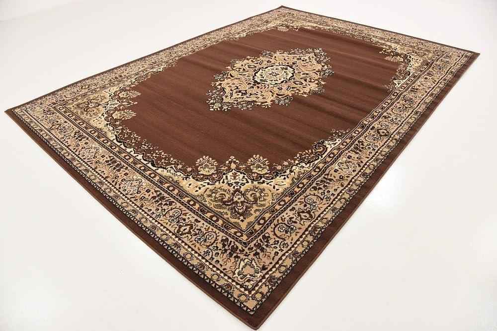 Handmade Brown Medallion 9' x 12' Easy-Care Synthetic Area Rug