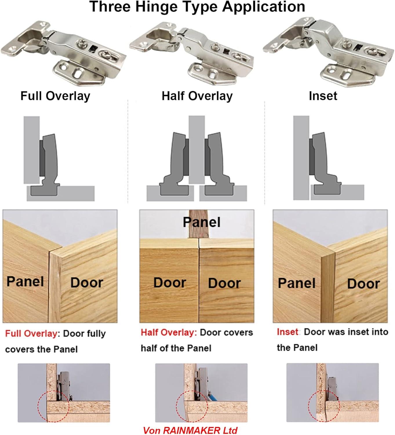 110 Deg Kitchen Units Concealed Cabinet Door Mute Hinges 35mm Soft Close Inset and Embed Mounting 8 Pieces (Include Drilling Jig)