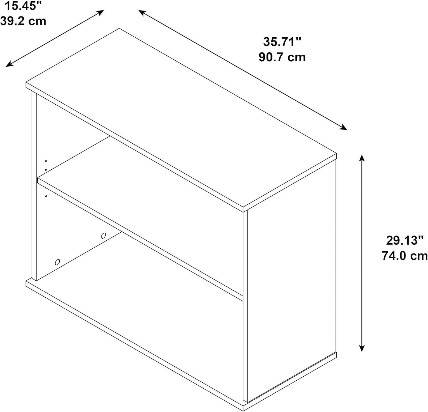 Adjustable White Thermally Fused Laminate 2-Shelf Bookcase