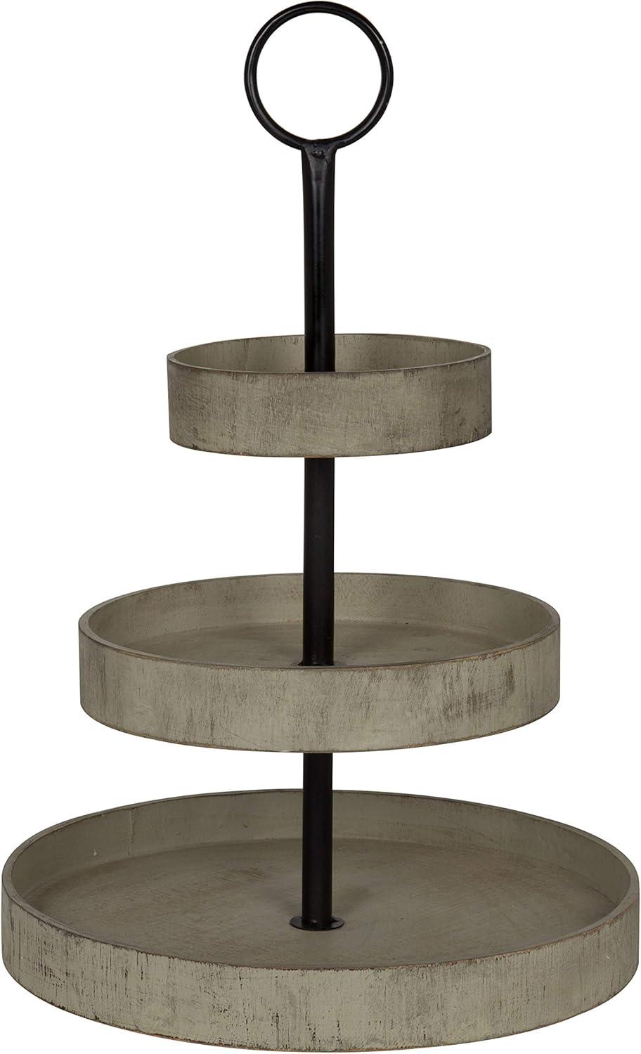 Kate and Laurel Woodmont Tray, 3 Tier, Rustic Brown