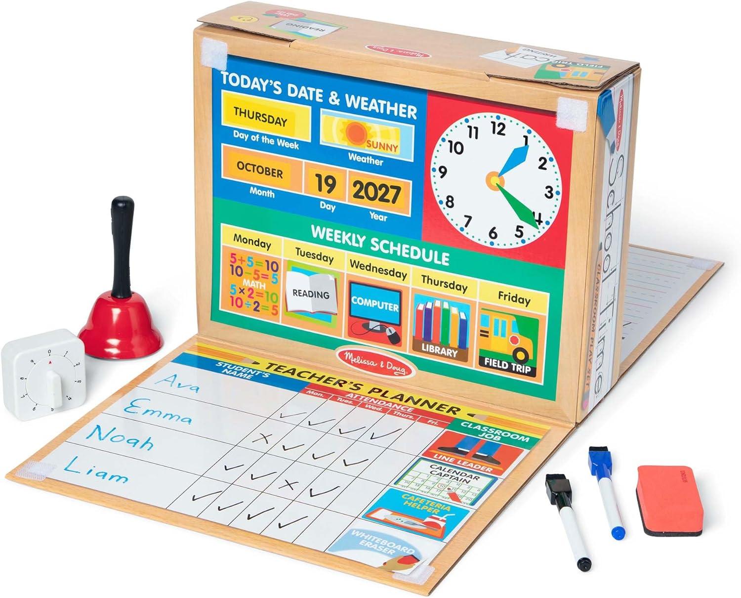 Melissa & Doug School Time! Classroom Play Set Game - Be Teacher or Student - FSC Certified