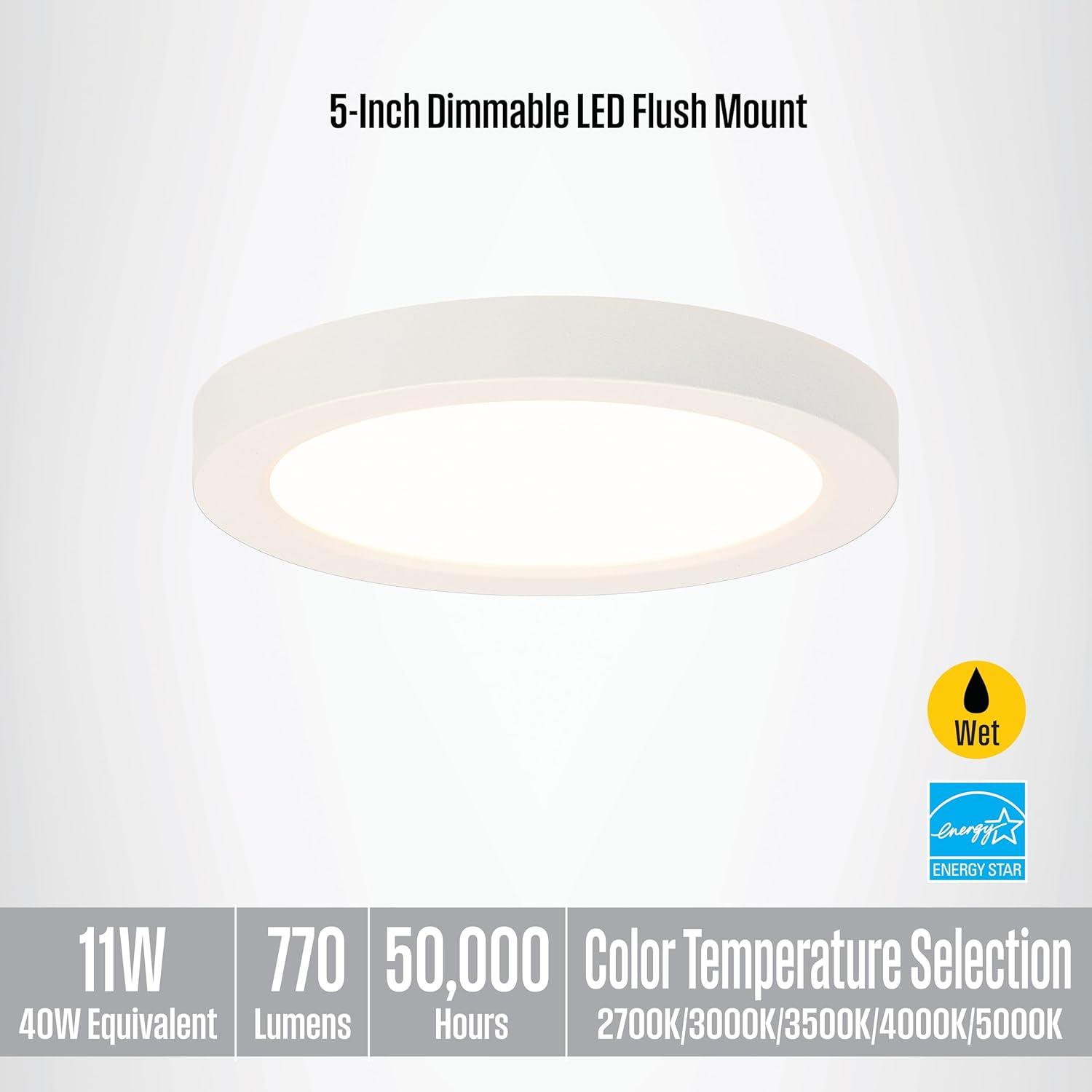 Westinghouse 6111900 5" Wide Led Flush Mount Drum Ceiling Fixture - White