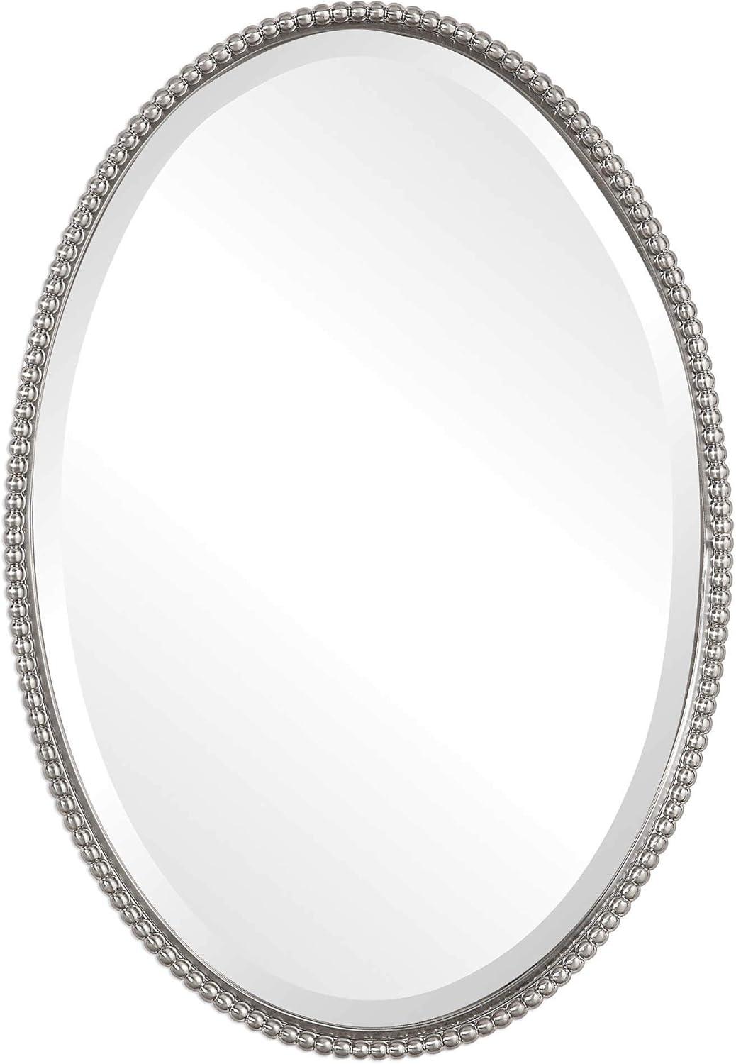 Uttermost Oval Vanity Decorative Wall Mirror Beveled Burnished Pale Champagne Gold Frame 25" Wide for Bathroom Bedroom Home Office