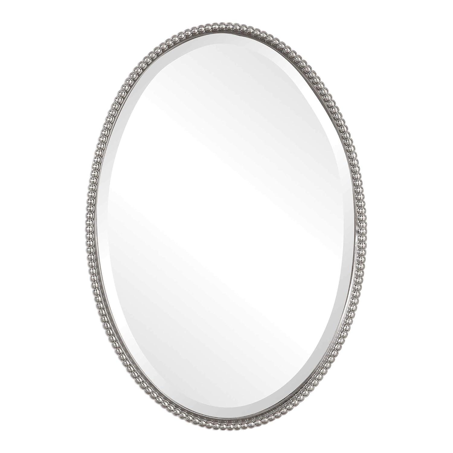 Uttermost Oval Vanity Decorative Wall Mirror Beveled Burnished Pale Champagne Gold Frame 25" Wide for Bathroom Bedroom Home Office