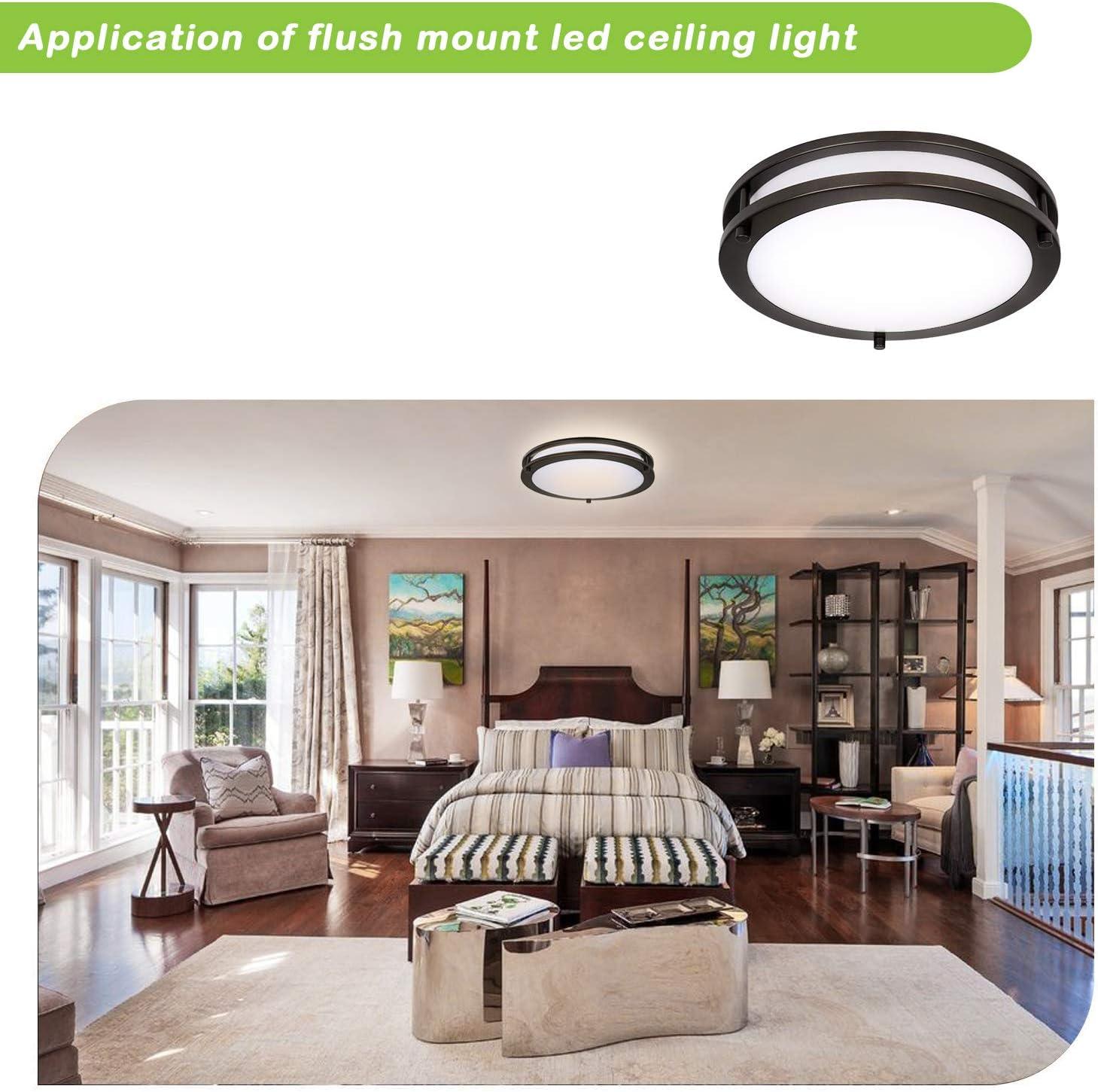 13 Inch Brushed Nickel LED Flush Mount Ceiling Light Fixture