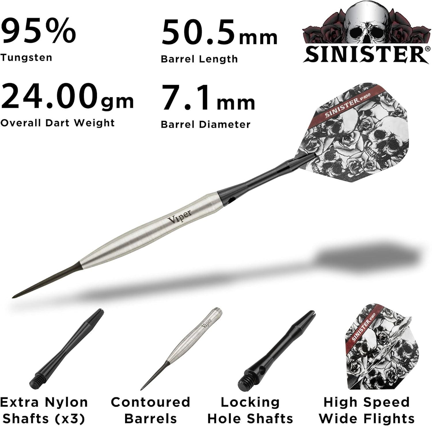 Viper Sinister 95% Tungsten Steel Tip Darts 24 Grams