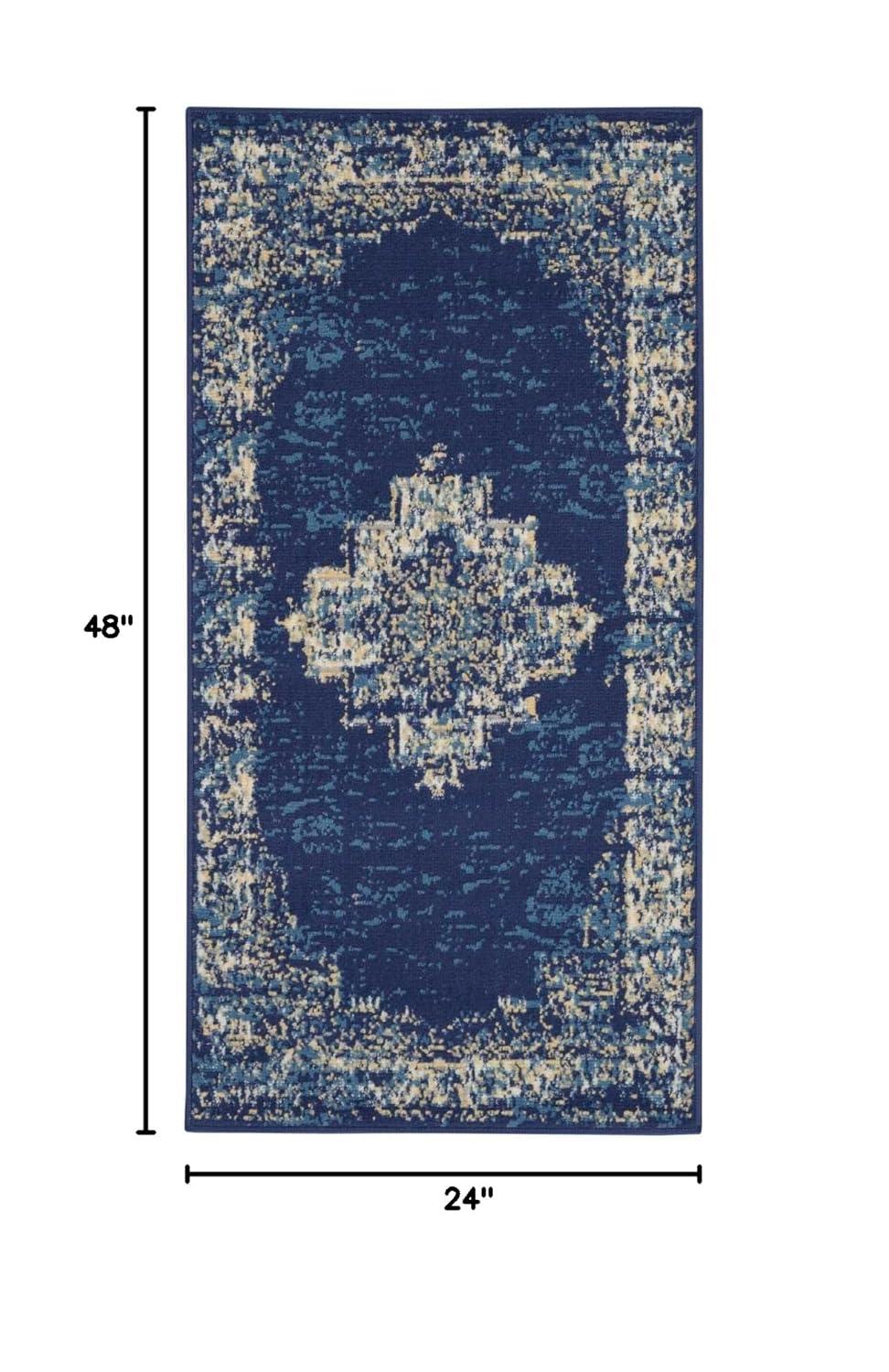 Nourison Grafix GRF14 Indoor only Area Rug - Navy Blue 2' x 4'
