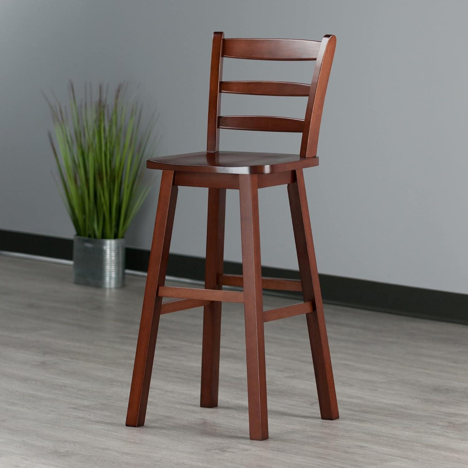 Winsome Scalera 16" Walnut Swivel Ladder Back Barstool