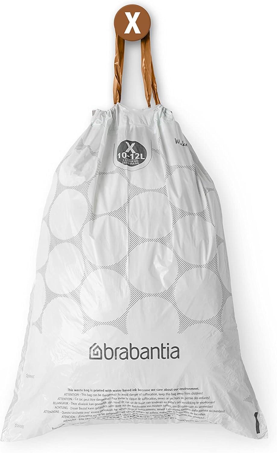 Brabantia PerfectFit Trash Bags, Code X, 2.6-3.2 Gallon, 200 Count