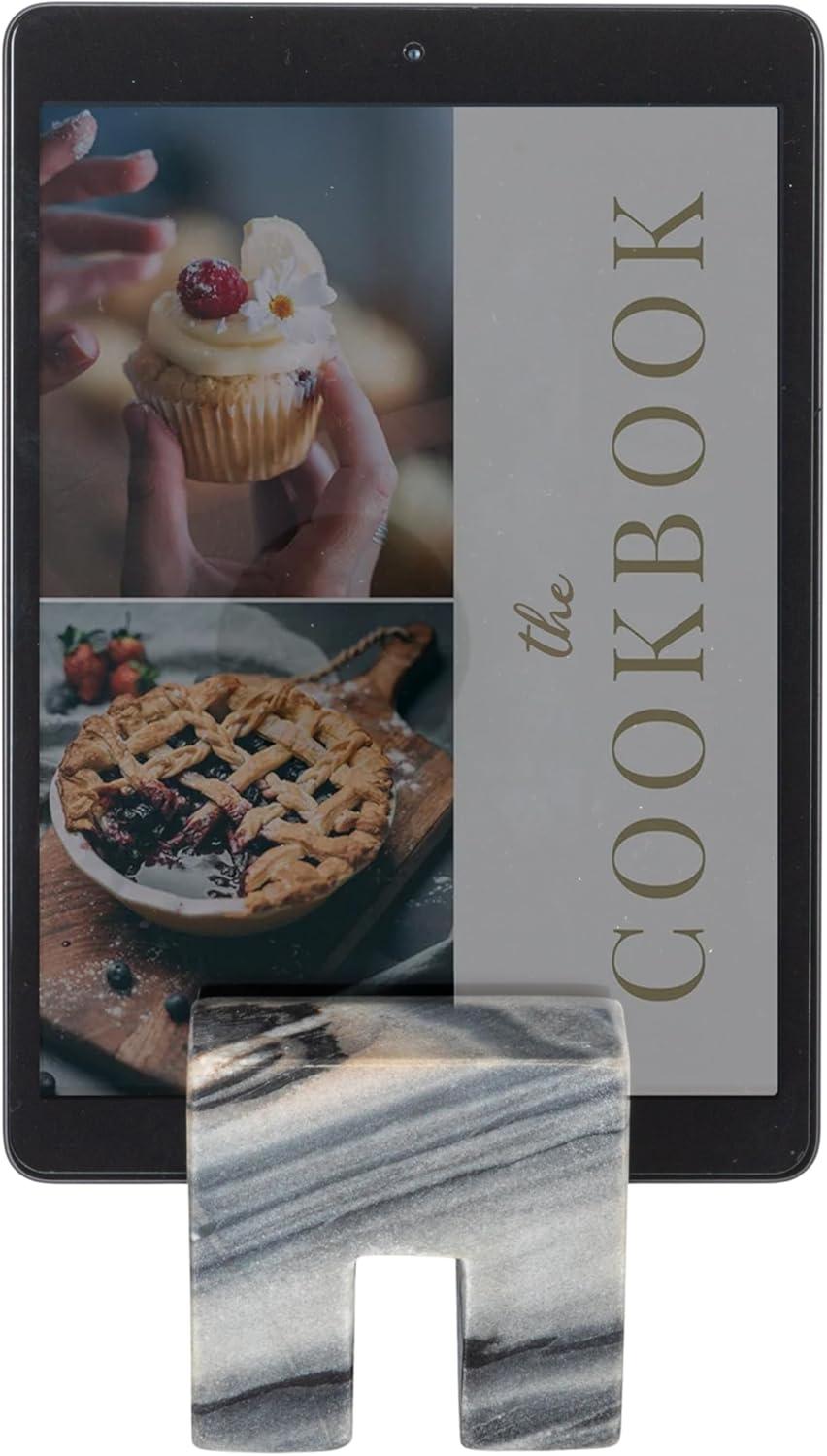 Creative Co-Op Contemporary Marble Cookbook Stand, Grey