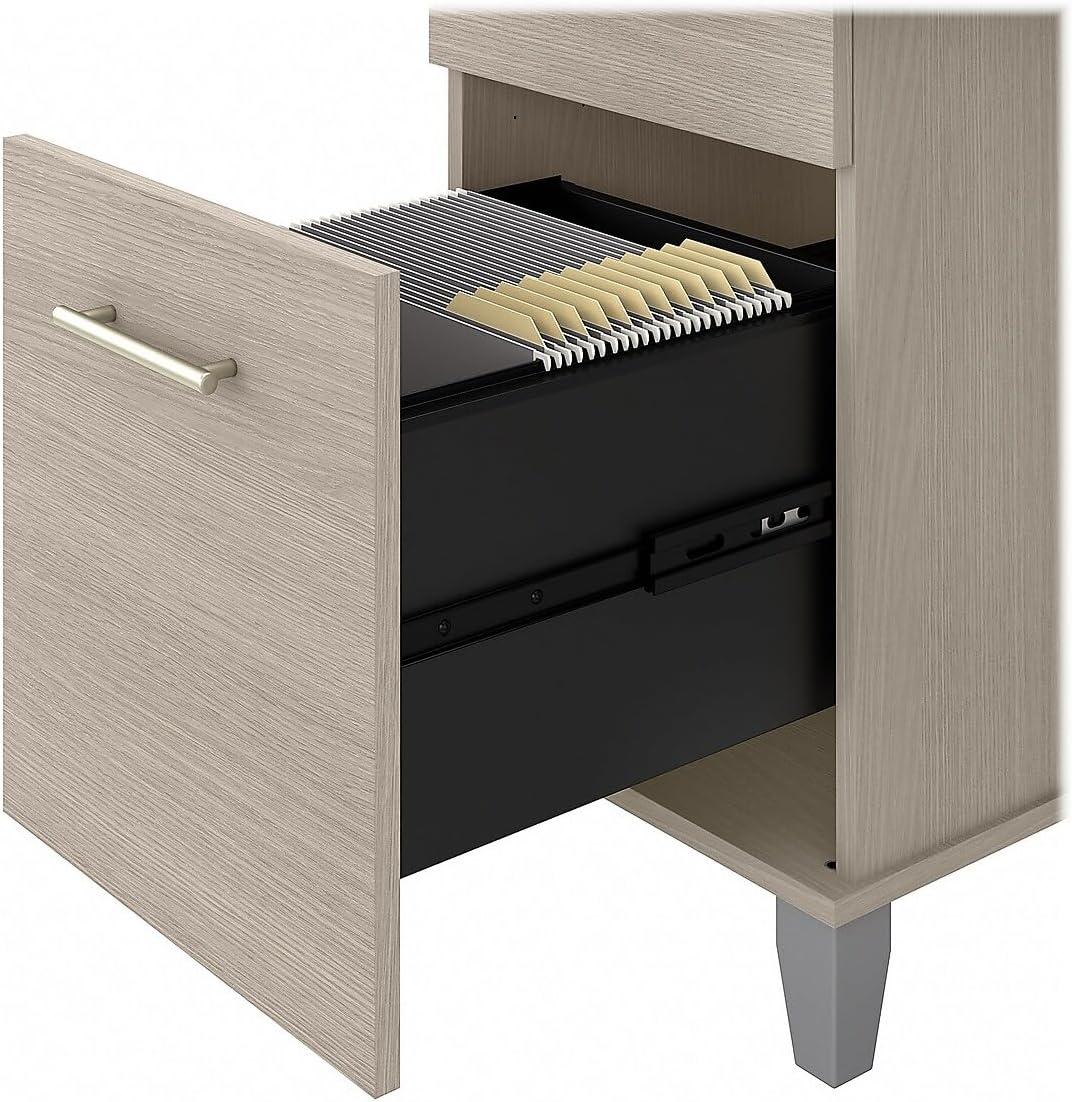 Bush Furniture Somerset 72W Single Pedestal Desk with File Drawer and Box Drawer in Sand Oak