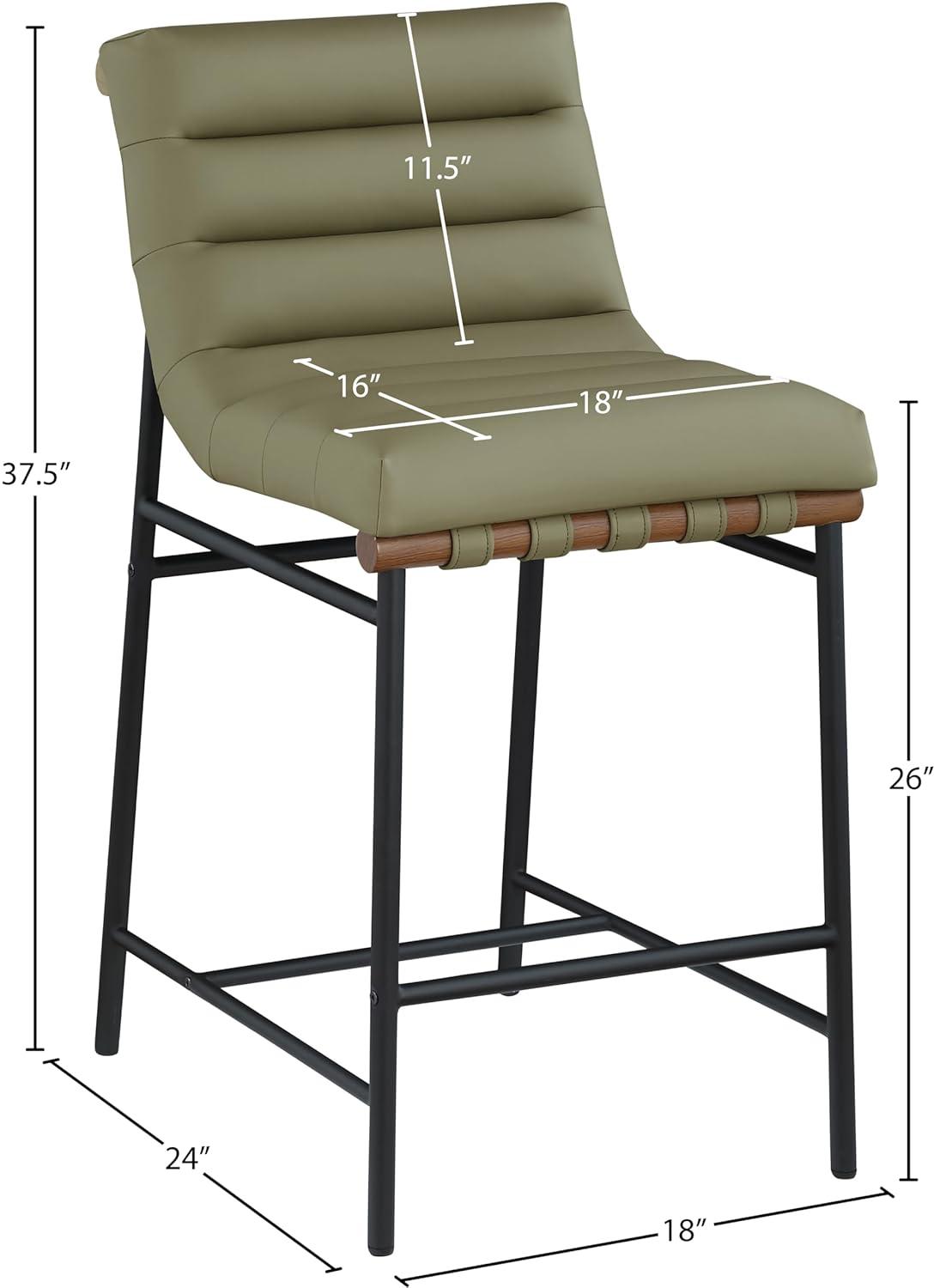 Meridian Furniture,Burke Green Vegan Leather Counter Stool