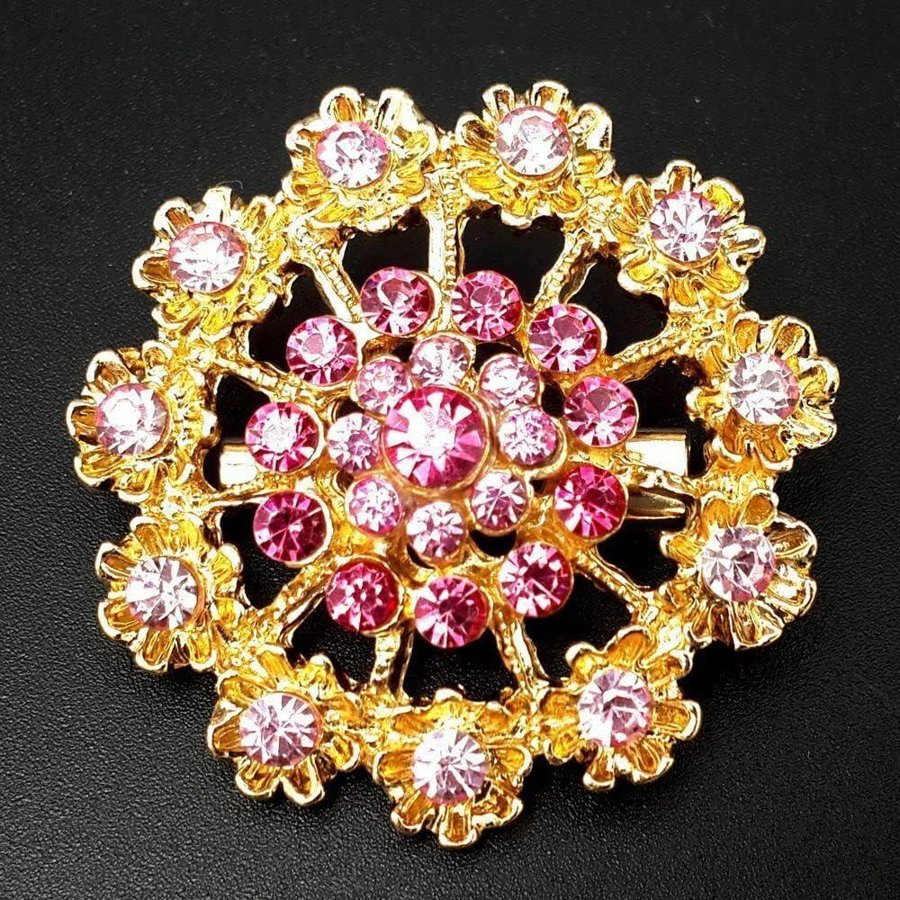 The Perfect Part Pack of 24 Rhinestone Crystal Flower Brooch Pins, Vintage Jewelry Colorful Crystal Flower Brooches for Women