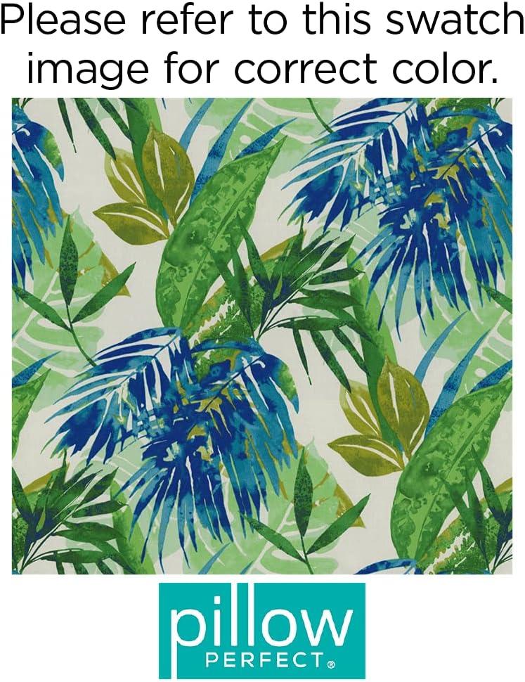 Tropical Breeze Blue/Green Leafy Wicker Chair Cushion Set