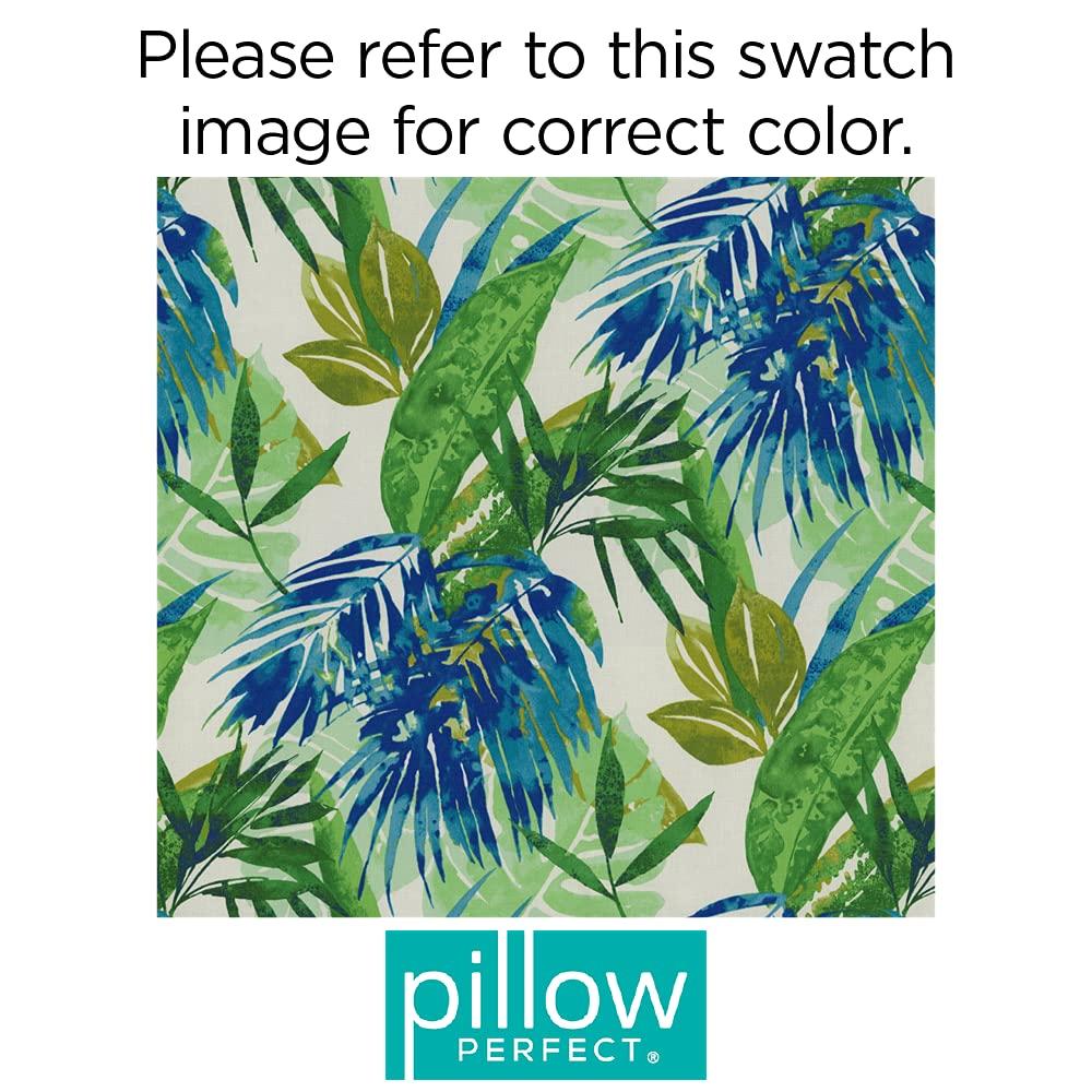 20"x20"x3" Soleil 2pc Indoor/Outdoor Squared Corners Seat Cushion Blue/Green - Pillow Perfect: Weather-Resistant, Fade-Resistant