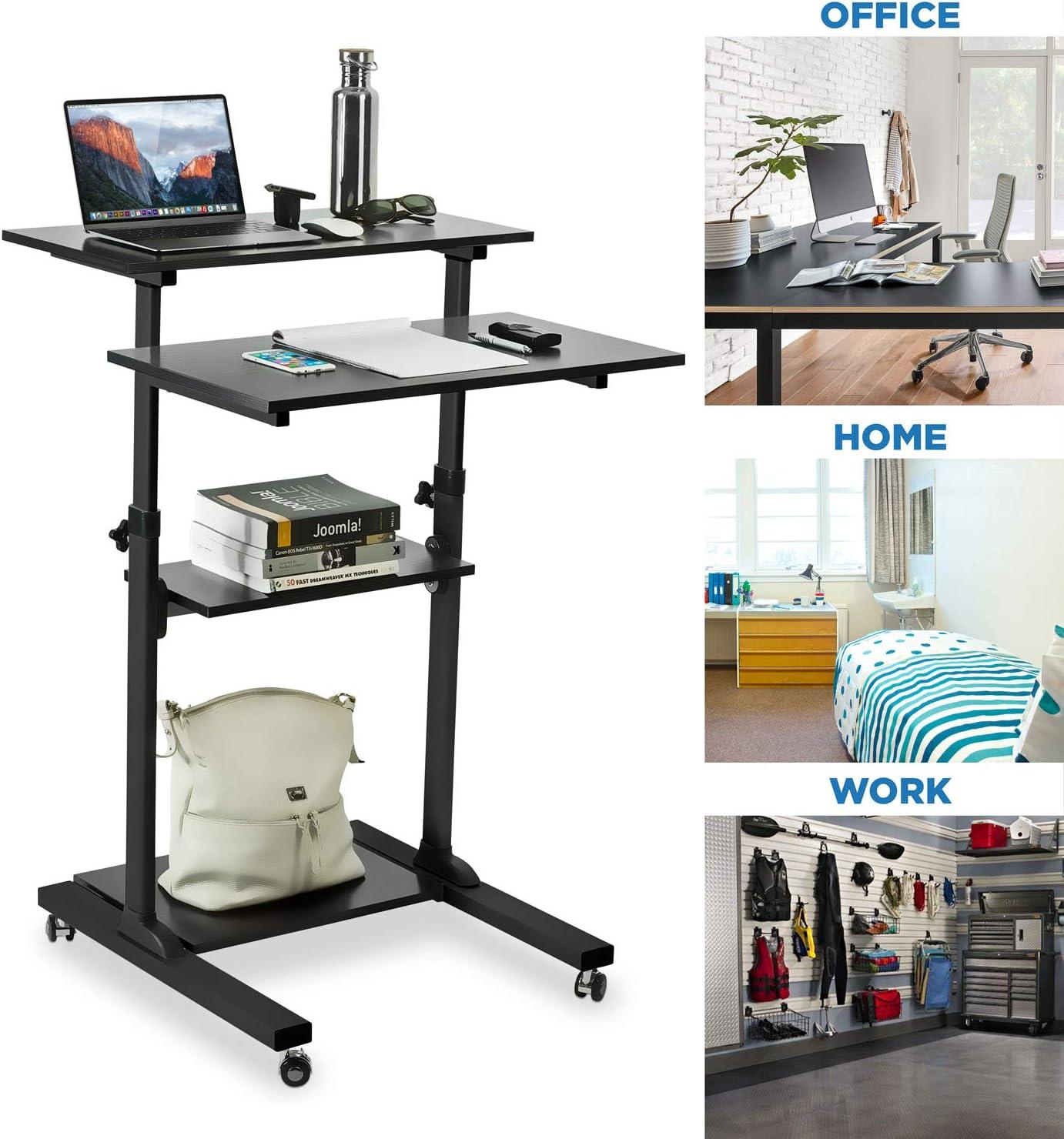 Mount-it Mount-It! Mobile Standing Desk and Rolling Presentation Cart ,27.5-Inch Platform, Locking Wheels