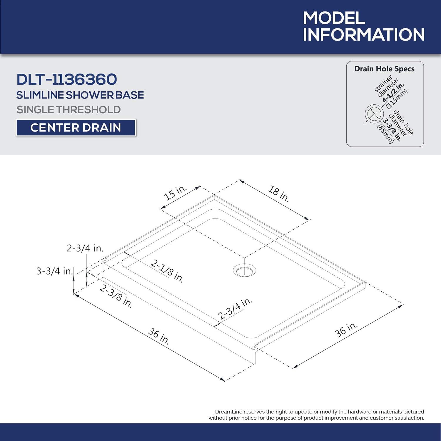 SlimLine 36'' x 36'' Biscuit Rectangular Shower Base