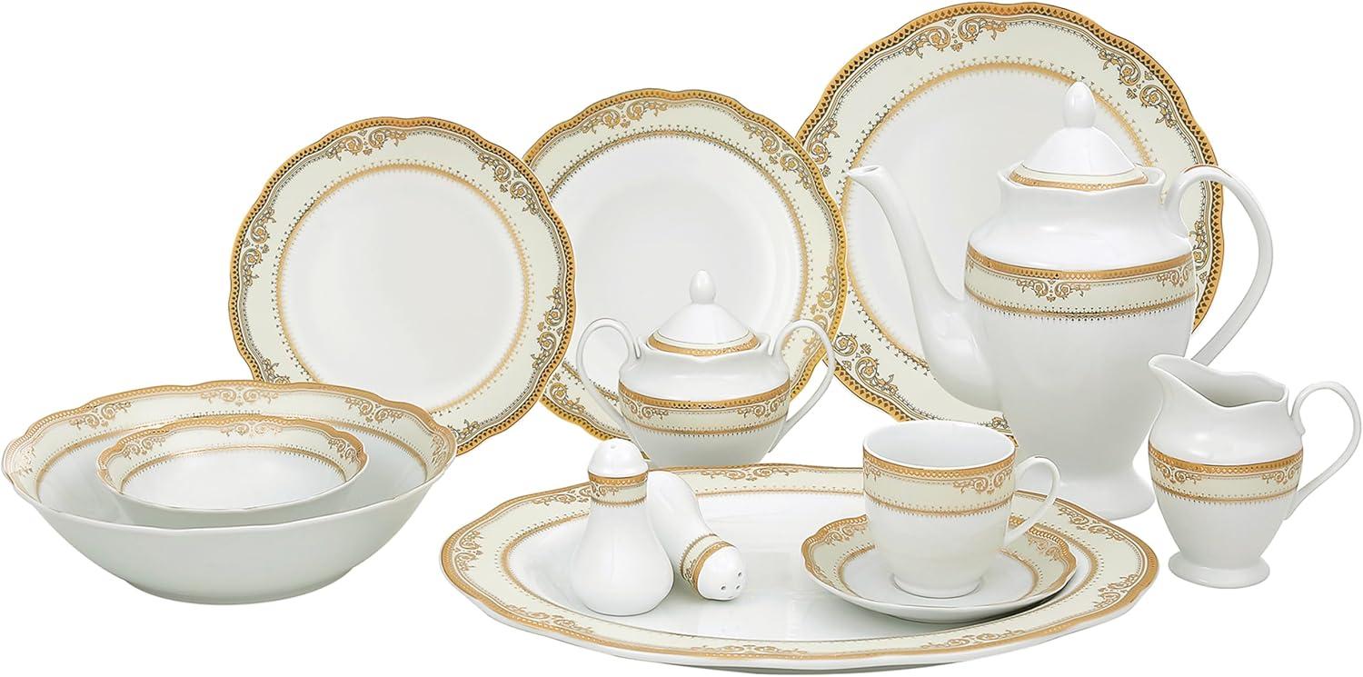 Lorren Home Trends 57 Piece Porcelain China Dinnerware Set - Service for 8