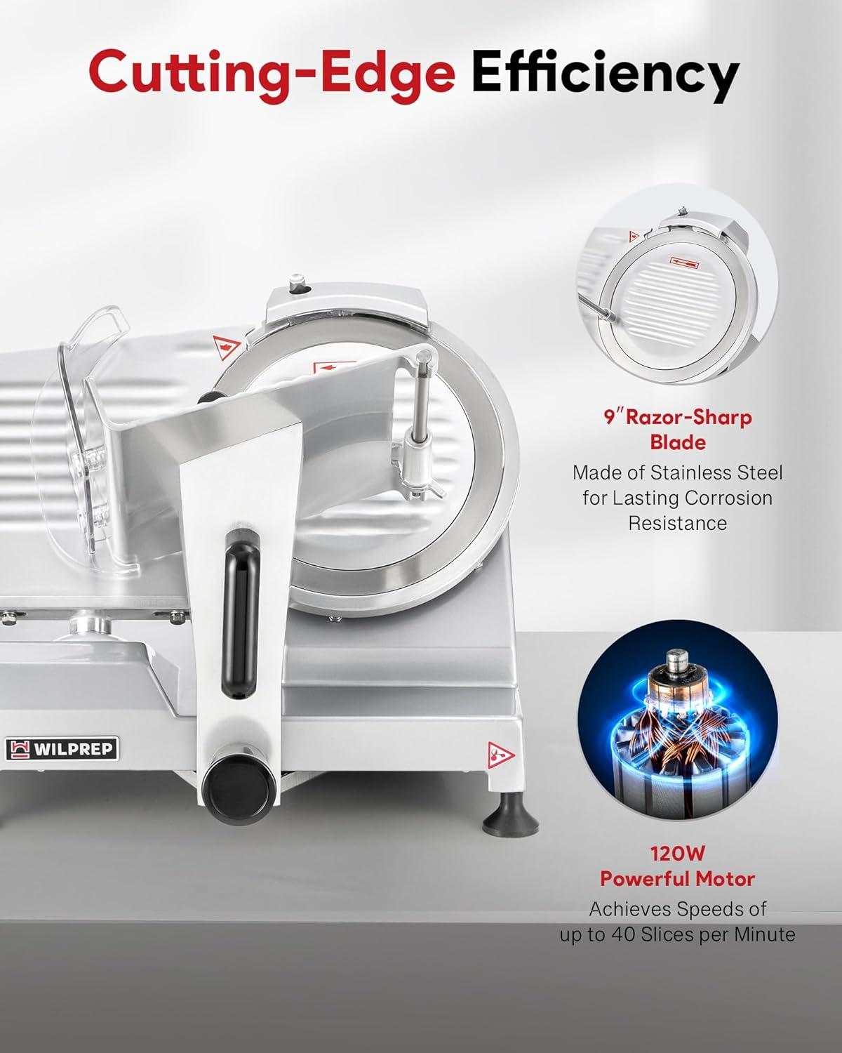 Wilprep Commercial Meat Slicer for Home 150W Electric Deli Food Slicer with 10" Blade