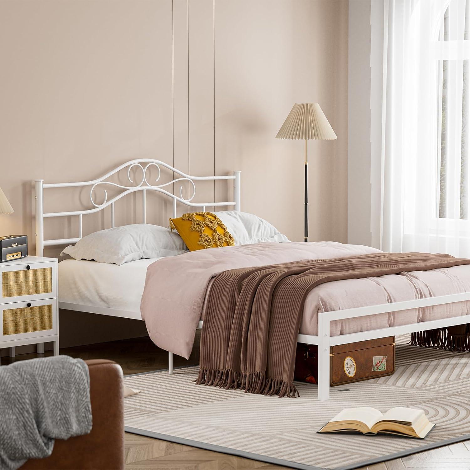 Red Barrel Studio® Anary Metal Headboard, Adjustable Height, Steel Curved Headboard , Farmhouse Scrollwork Design