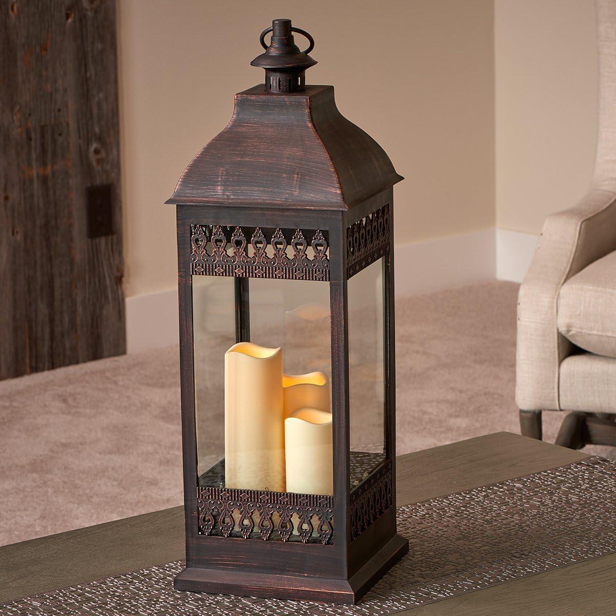 San Nicola Triple LED Candle Lantern - Bronze