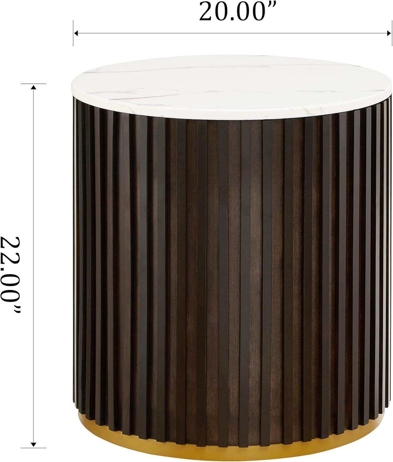 Handcraft Round Coffee Table Set of 2,Brown Nesting Side Table End Table,Modern Drum Side Table for Small Space,Living Room,Office,Bedroom-Cuddlewood