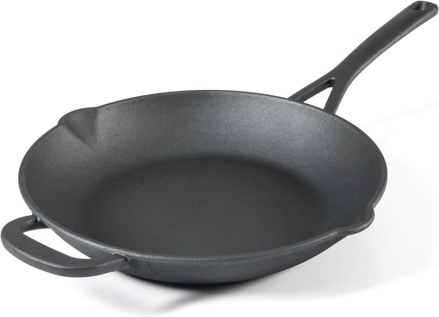 Martha Stewart 12" Pre Seasoned Cast Iron Skillet: Oven & Broiler-Safe, Smooth Surface Induction Compatible, Black