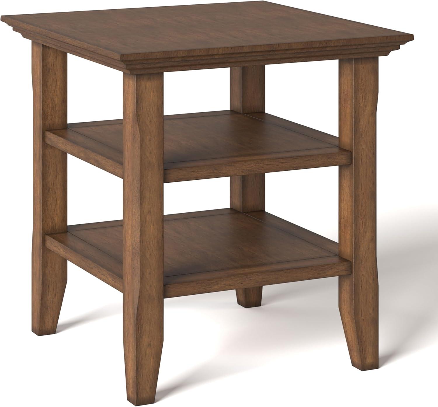 Acadian SOLID WOOD End Table in Rustic Natural Aged Brown