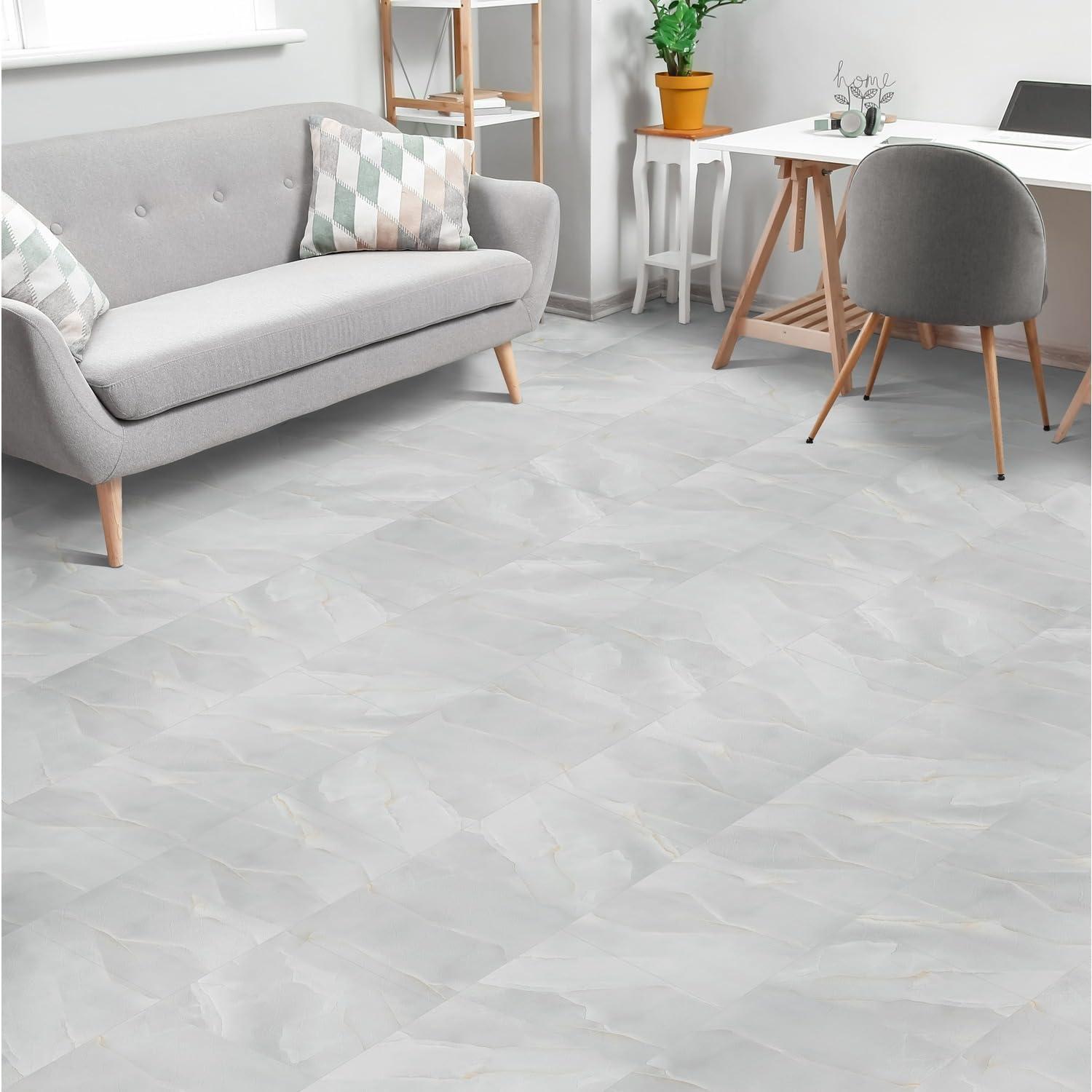 Achim Palazzo 12" x 24" 2mm Peel & Stick Vinyl Floor Tiles, 20 Tiles/40 Sq. Ft., Opal