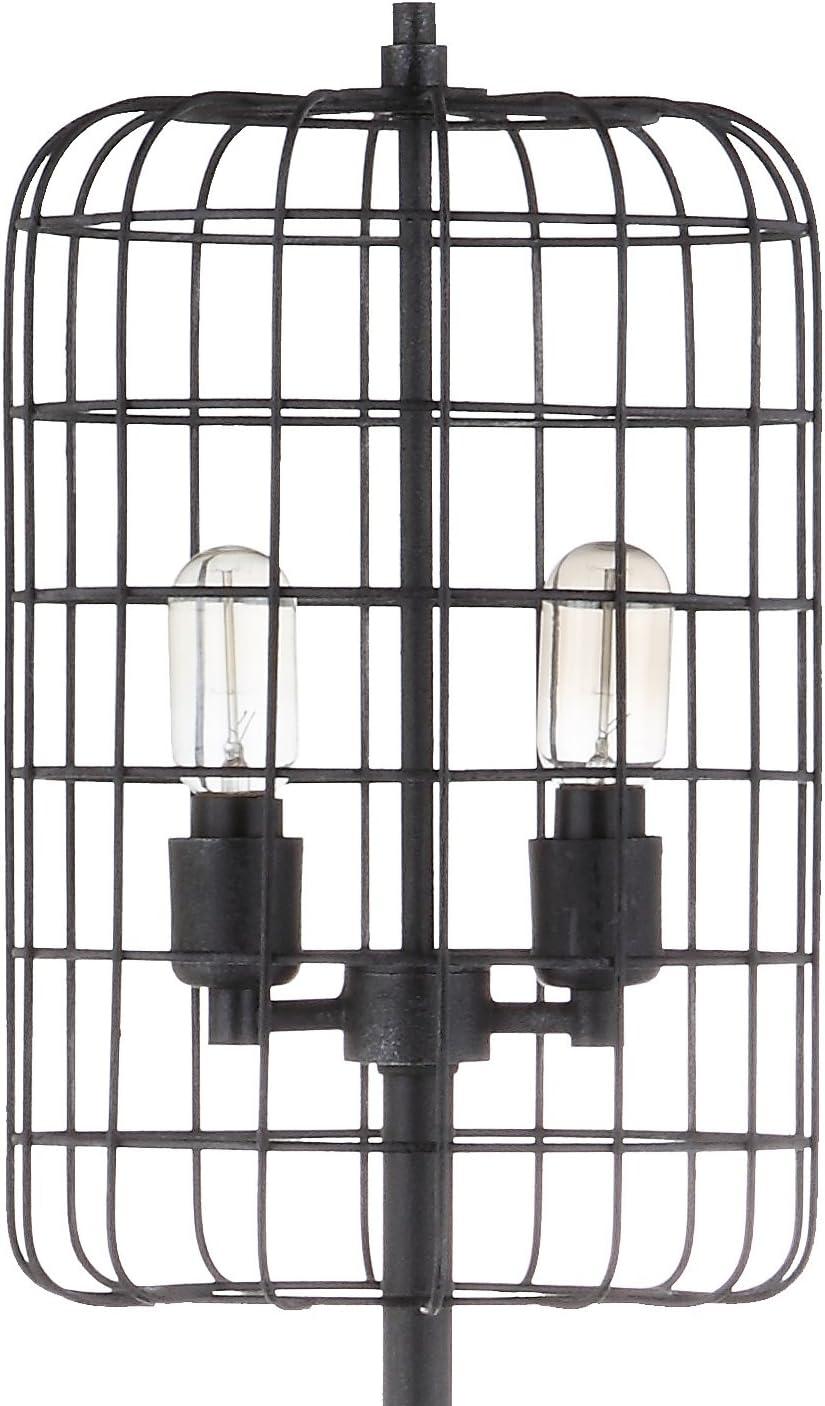 Odette 65" Black/Silver Industrial Metal Floor Lamp with Edison Bulb