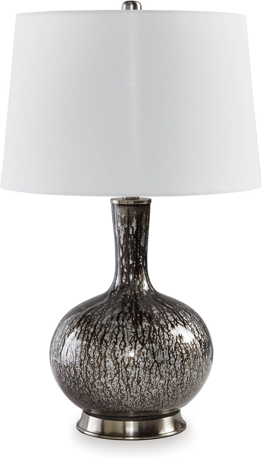 Tenslow 26-Inch Black Mercury Glass Table Lamp with Drum Shade