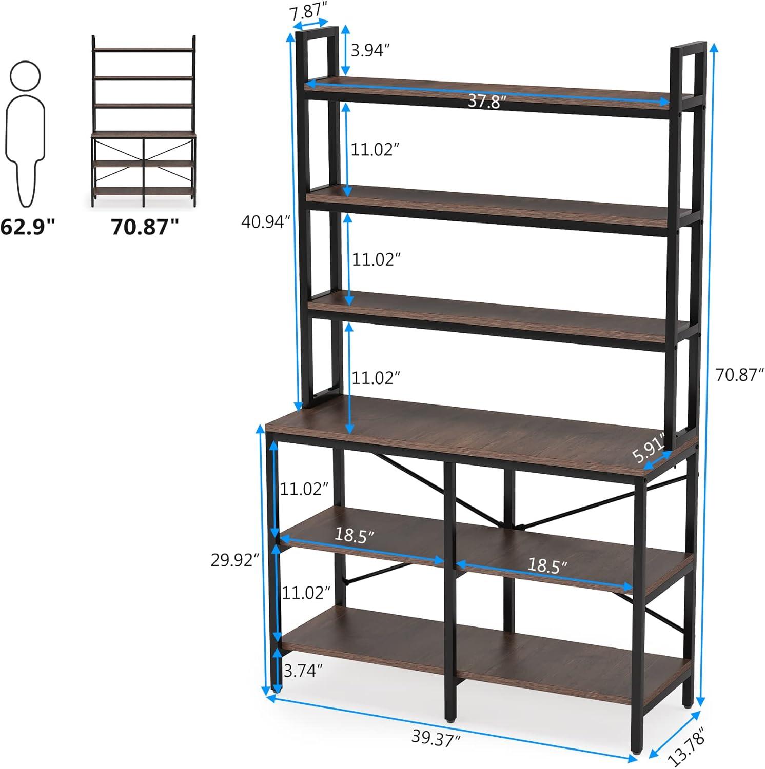 Hommoo 6-Tier Bookshelf, Industrial Bookcase Storage Rack