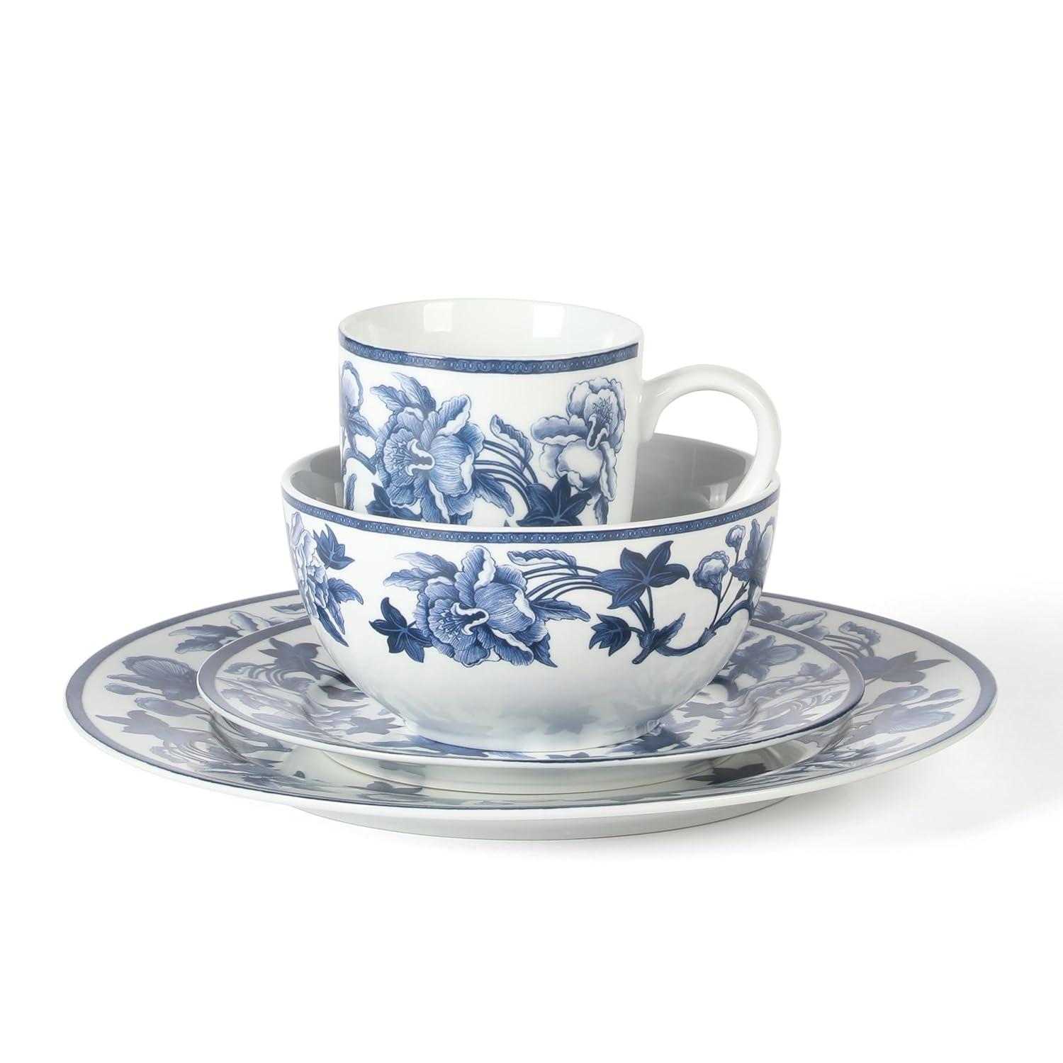 Martha Stewart Goodale Vintage Blue Stoneware 16 Piece Dinnerware Set