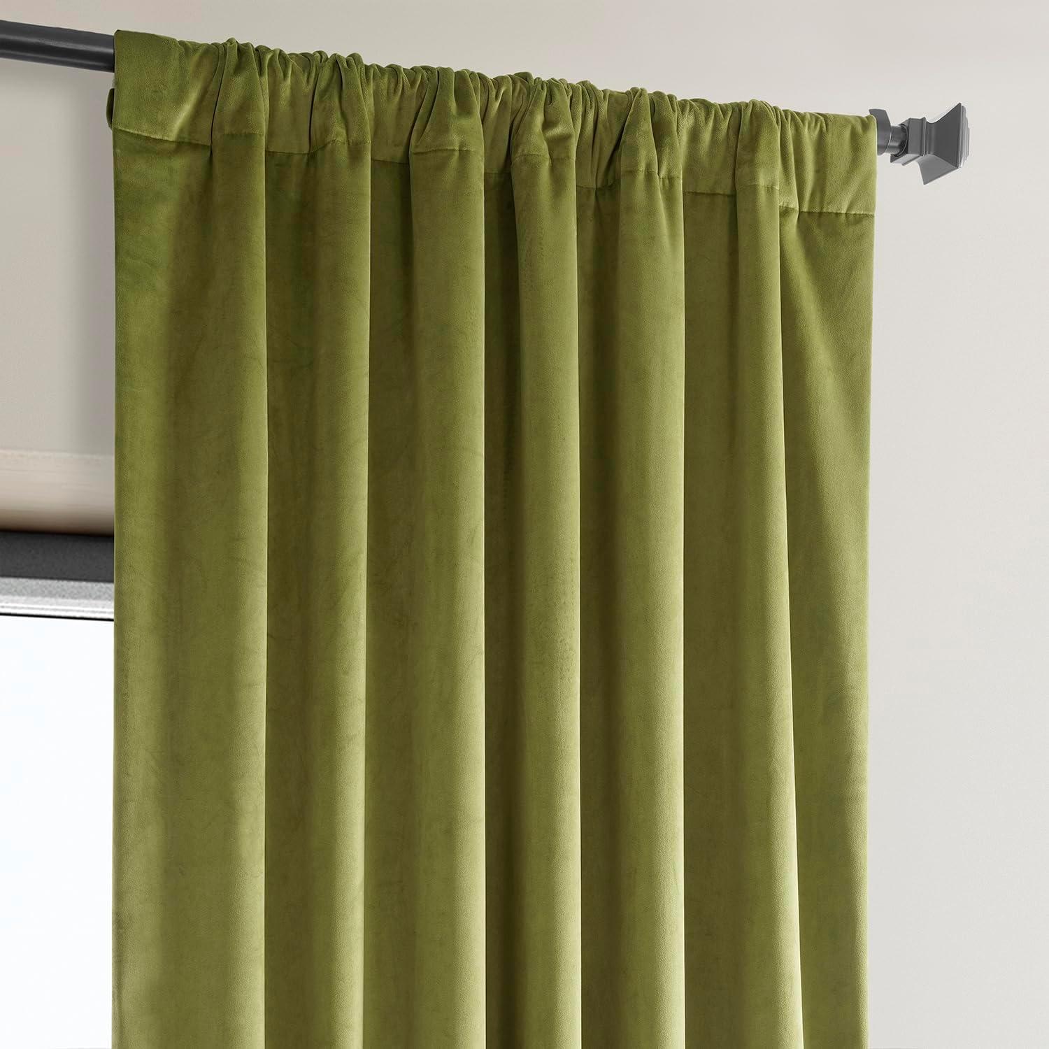 HPD Half Price Drapes Retro Green Heritage Plush Velvet Room Darkening Curtains for Bedroom & Living Room Curtains (1 Panel), Window Curtains 84 inches long, Rod Pocket Curtains & Drapes, 50W X 84L