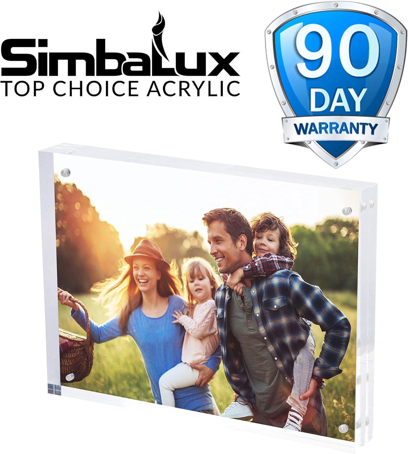 SimbaLux Magnetic Acrylic Photo Frame 8 in x 10 in Free-Standing Clear Desktop Floating Display with UV Protection