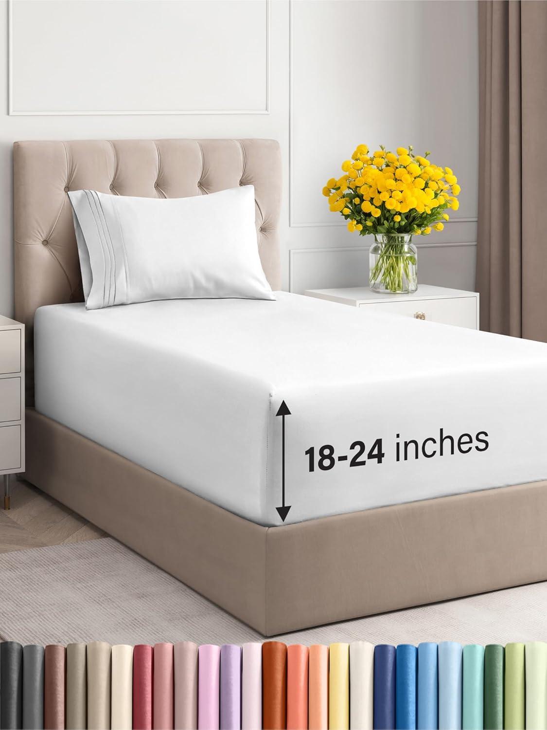 CGK Linens Extra Deep Pocket luxury Sheet Set - Solid Ultra Soft & Cooling Sheet Sets
