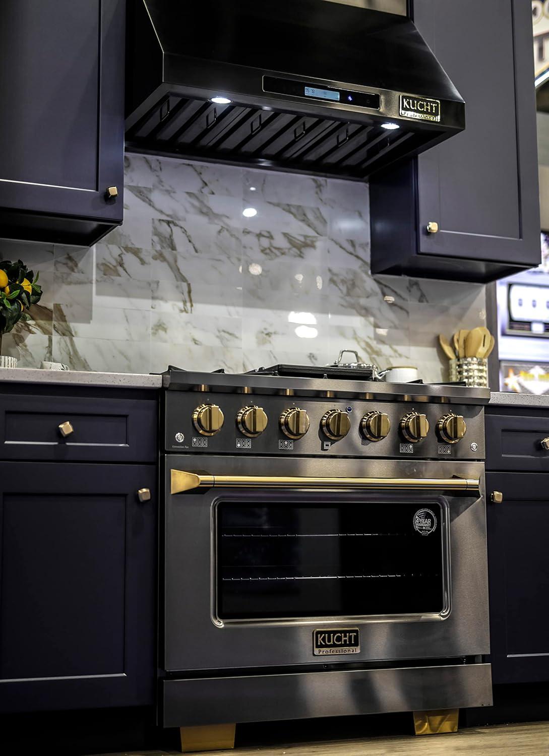 36 in. 5.2 cu. ft. Dual Fuel Range Natural Gas Sealed Burners Titanium Stainless