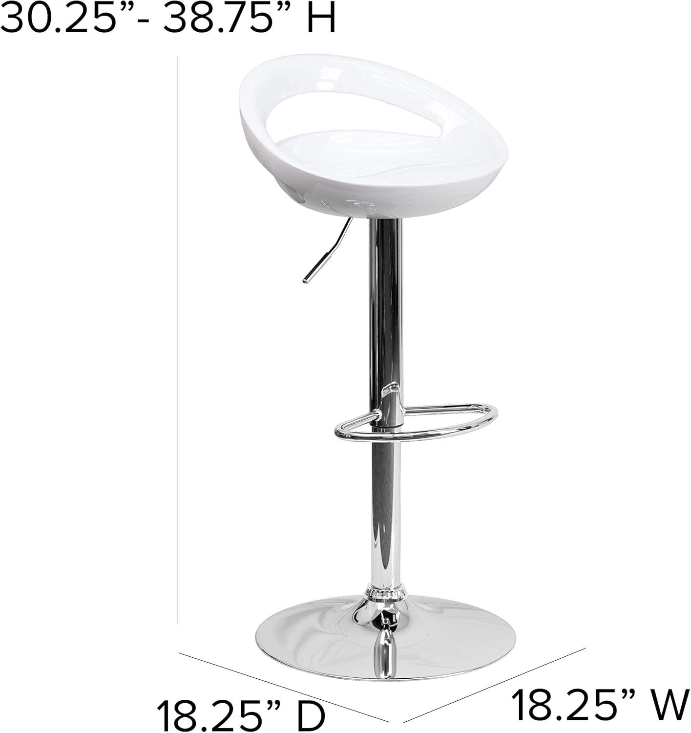 Flash Furniture Plastic Adjustable Height Barstool, Set of 1, White