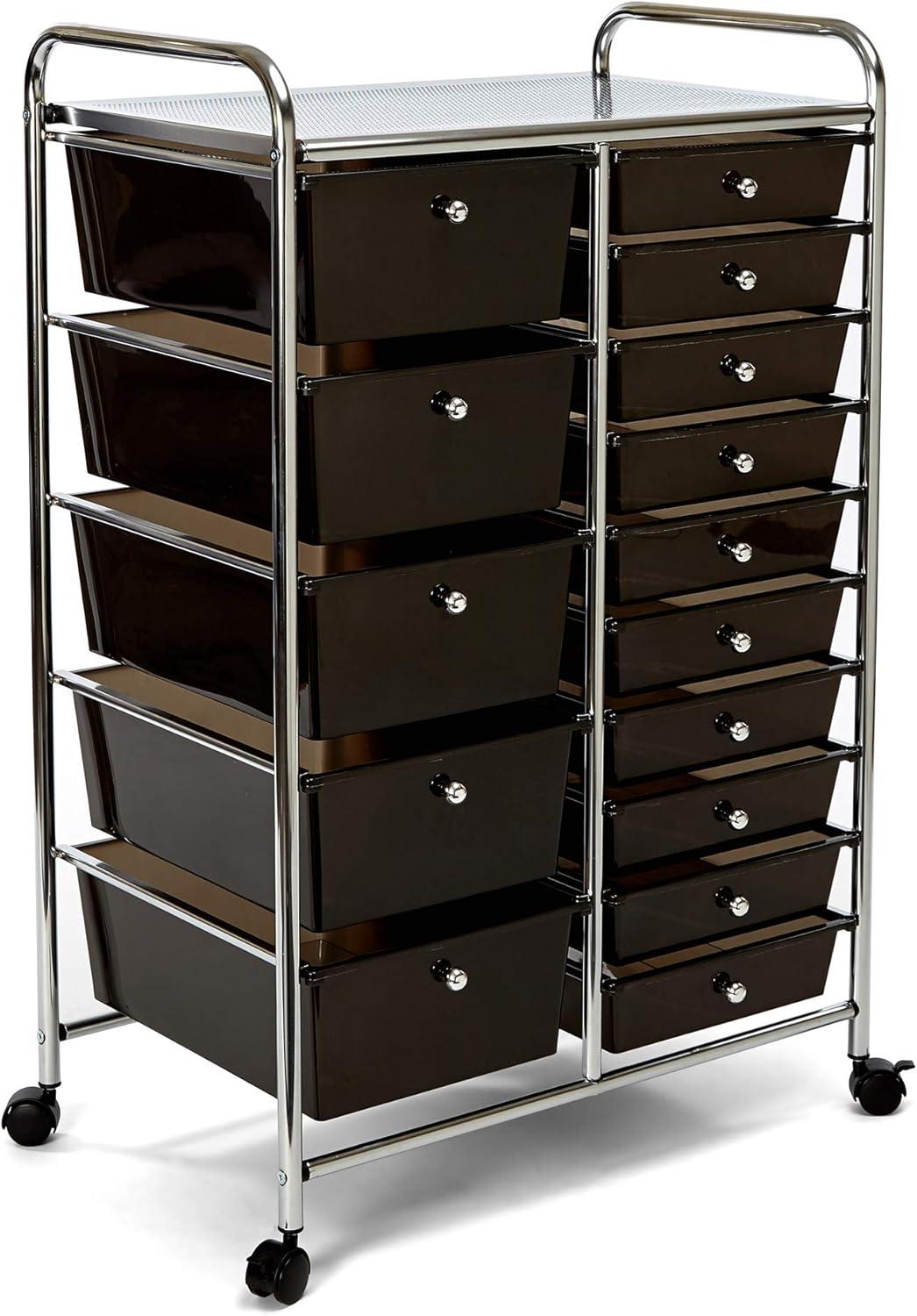 Seville Classics 15-Drawer Organizer Cart, Black