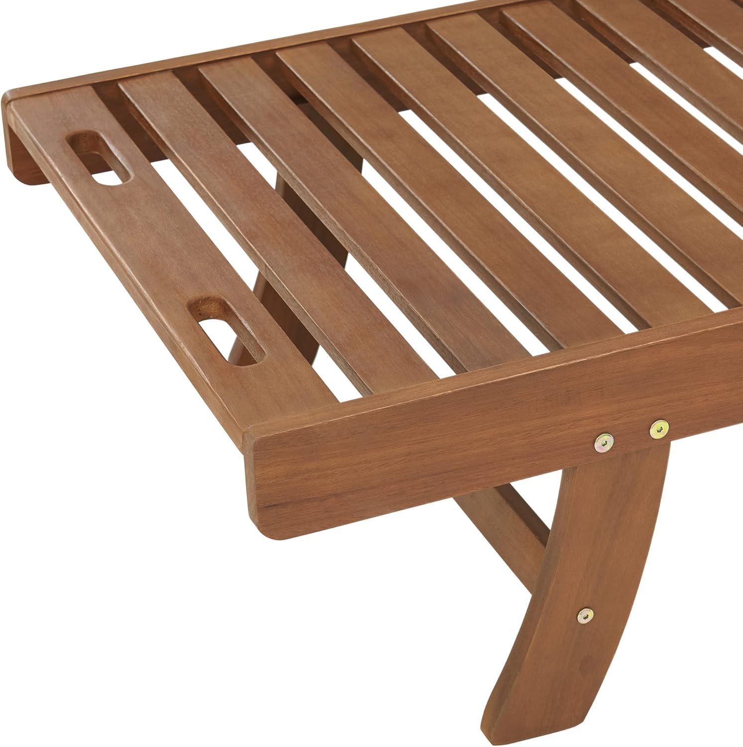 Caspian 73" Wide Eucalyptus Wood Outdoor Lounge Chair with Mesh Seating