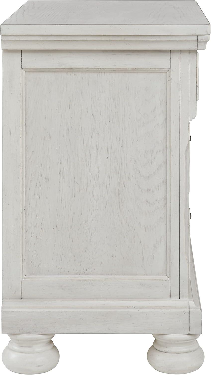 Robbinsdale 2 Drawer Nightstand White - Signature Design by Ashley: Bronze-Tone Hardware, Wood Veneer, Storage Tray