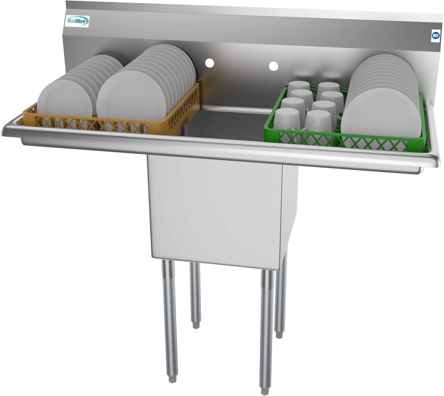 Stainless Steel Commercial Kitchen Prep Sink with Dual Drainboards