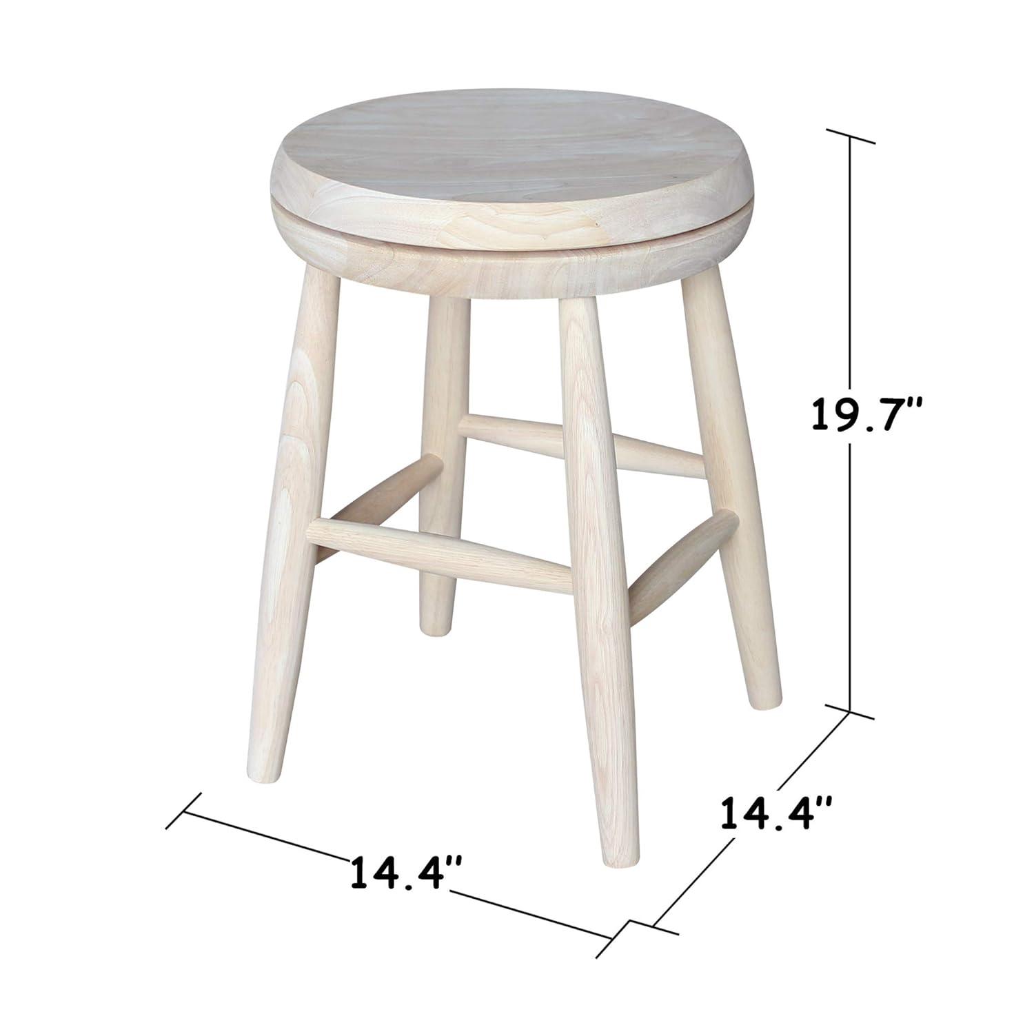 Jonathan Swivel Scooped Seat 18" Stool - Unfinished - International Concepts: Solid Wood, Round, No Assembly Required